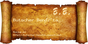 Butscher Benáta névjegykártya